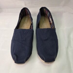 Toms Womens Navy Canvas Alpargata Sz 10 Classic Minimalist Casual Coastal Beachy